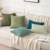 MIULEE Pack of 2 Christmas Red Corduroy Decorative Pillow Covers 18×18 Inch Soft Boho Striped Throw Pillow Covers Modern Farmhouse Home Decor for Sofa Living Room Couch Bed(Teal Green)