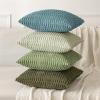 MIULEE Pack of 2 Christmas Red Corduroy Decorative Pillow Covers 18×18 Inch Soft Boho Striped Throw Pillow Covers Modern Farmhouse Home Decor for Sofa Living Room Couch Bed(Coastal Blue)