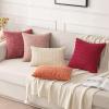 MIULEE Pack of 2 Christmas Red Corduroy Decorative Pillow Covers 18×18 Inch Soft Boho Striped Throw Pillow Covers Modern Farmhouse Home Decor for Sofa Living Room Couch Bed(Cranberry Red)
