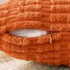 MIULEE Pack of 2 Christmas Red Corduroy Decorative Pillow Covers 18×18 Inch Soft Boho Striped Throw Pillow Covers Modern Farmhouse Home Decor for Sofa Living Room Couch Bed(Orange)