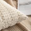 MIULEE Pack of 2 Christmas Red Corduroy Decorative Pillow Covers 18×18 Inch Soft Boho Striped Throw Pillow Covers Modern Farmhouse Home Decor for Sofa Living Room Couch Bed(Cream White)