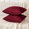 MIULEE Pack of 2 Christmas Red Corduroy Decorative Pillow Covers 18×18 Inch Soft Boho Striped Throw Pillow Covers Modern Farmhouse Home Decor for Sofa Living Room Couch Bed(Burgundy)