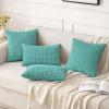 MIULEE Pack of 2 Christmas Red Corduroy Decorative Pillow Covers 18×18 Inch Soft Boho Striped Throw Pillow Covers Modern Farmhouse Home Decor for Sofa Living Room Couch Bed(Aqua Green)
