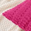 MIULEE Pack of 2 Christmas Red Corduroy Decorative Pillow Covers 18×18 Inch Soft Boho Striped Throw Pillow Covers Modern Farmhouse Home Decor for Sofa Living Room Couch Bed(Hot Pink)