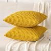 MIULEE Pack of 2 Christmas Red Corduroy Decorative Pillow Covers 18×18 Inch Soft Boho Striped Throw Pillow Covers Modern Farmhouse Home Decor for Sofa Living Room Couch Bed(Mustard Yellow)