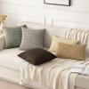 MIULEE Pack of 2 Christmas Red Corduroy Decorative Pillow Covers 18×18 Inch Soft Boho Striped Throw Pillow Covers Modern Farmhouse Home Decor for Sofa Living Room Couch Bed(Light Olive Green)