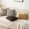 MIULEE Pack of 2 Christmas Red Corduroy Decorative Pillow Covers 18×18 Inch Soft Boho Striped Throw Pillow Covers Modern Farmhouse Home Decor for Sofa Living Room Couch Bed(Brown)