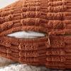 MIULEE Pack of 2 Christmas Red Corduroy Decorative Pillow Covers 18×18 Inch Soft Boho Striped Throw Pillow Covers Modern Farmhouse Home Decor for Sofa Living Room Couch Bed(Dark Rust)