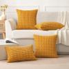 MIULEE Pack of 2 Christmas Red Corduroy Decorative Pillow Covers 18×18 Inch Soft Boho Striped Throw Pillow Covers Modern Farmhouse Home Decor for Sofa Living Room Couch Bed(Gold Yellow)