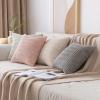 MIULEE Pack of 2 Christmas Red Corduroy Decorative Pillow Covers 18×18 Inch Soft Boho Striped Throw Pillow Covers Modern Farmhouse Home Decor for Sofa Living Room Couch Bed(Light Grey)