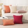 MIULEE Pack of 2 Christmas Red Corduroy Decorative Pillow Covers 18×18 Inch Soft Boho Striped Throw Pillow Covers Modern Farmhouse Home Decor for Sofa Living Room Couch Bed(Coral)