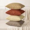 MIULEE Pack of 2 Christmas Red Corduroy Decorative Pillow Covers 18×18 Inch Soft Boho Striped Throw Pillow Covers Modern Farmhouse Home Decor for Sofa Living Room Couch Bed(Dark Rust)