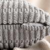 MIULEE Pack of 2 Christmas Red Corduroy Decorative Pillow Covers 18×18 Inch Soft Boho Striped Throw Pillow Covers Modern Farmhouse Home Decor for Sofa Living Room Couch Bed(Light Grey)