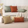 MIULEE Pack of 2 Christmas Red Corduroy Decorative Pillow Covers 18×18 Inch Soft Boho Striped Throw Pillow Covers Modern Farmhouse Home Decor for Sofa Living Room Couch Bed(Light Olive Green)
