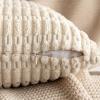 MIULEE Pack of 2 Christmas Red Corduroy Decorative Pillow Covers 18×18 Inch Soft Boho Striped Throw Pillow Covers Modern Farmhouse Home Decor for Sofa Living Room Couch Bed(Cream White)