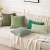MIULEE Pack of 2 Christmas Red Corduroy Decorative Pillow Covers 18×18 Inch Soft Boho Striped Throw Pillow Covers Modern Farmhouse Home Decor for Sofa Living Room Couch Bed(Green)