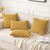 MIULEE Pack of 2 Christmas Red Corduroy Decorative Pillow Covers 18×18 Inch Soft Boho Striped Throw Pillow Covers Modern Farmhouse Home Decor for Sofa Living Room Couch Bed(Yellow)