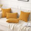 MIULEE Pack of 2 Christmas Red Corduroy Decorative Pillow Covers 18×18 Inch Soft Boho Striped Throw Pillow Covers Modern Farmhouse Home Decor for Sofa Living Room Couch Bed(Gold Yellow)