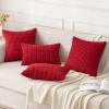 MIULEE Pack of 2 Christmas Red Corduroy Decorative Pillow Covers 18×18 Inch Soft Boho Striped Throw Pillow Covers Modern Farmhouse Home Decor for Sofa Living Room Couch Bed(Red)