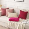 MIULEE Pack of 2 Christmas Red Corduroy Decorative Pillow Covers 18×18 Inch Soft Boho Striped Throw Pillow Covers Modern Farmhouse Home Decor for Sofa Living Room Couch Bed(Hot Pink)