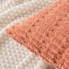 MIULEE Pack of 2 Christmas Red Corduroy Decorative Pillow Covers 18×18 Inch Soft Boho Striped Throw Pillow Covers Modern Farmhouse Home Decor for Sofa Living Room Couch Bed(Coral)