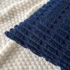 MIULEE Pack of 2 Christmas Red Corduroy Decorative Pillow Covers 18×18 Inch Soft Boho Striped Throw Pillow Covers Modern Farmhouse Home Decor for Sofa Living Room Couch Bed(Dark Blue)