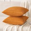 MIULEE Pack of 2 Christmas Red Corduroy Decorative Pillow Covers 18×18 Inch Soft Boho Striped Throw Pillow Covers Modern Farmhouse Home Decor for Sofa Living Room Couch Bed(Burnt Orange)