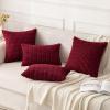 MIULEE Pack of 2 Christmas Red Corduroy Decorative Pillow Covers 18×18 Inch Soft Boho Striped Throw Pillow Covers Modern Farmhouse Home Decor for Sofa Living Room Couch Bed(Burgundy)