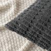 MIULEE Pack of 2 Christmas Red Corduroy Decorative Pillow Covers 18×18 Inch Soft Boho Striped Throw Pillow Covers Modern Farmhouse Home Decor for Sofa Living Room Couch Bed(Dark Grey)
