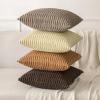 MIULEE Pack of 2 Christmas Red Corduroy Decorative Pillow Covers 18×18 Inch Soft Boho Striped Throw Pillow Covers Modern Farmhouse Home Decor for Sofa Living Room Couch Bed(Brown)