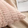 MIULEE Pack of 2 Christmas Red Corduroy Decorative Pillow Covers 18×18 Inch Soft Boho Striped Throw Pillow Covers Modern Farmhouse Home Decor for Sofa Living Room Couch Bed(Pink)