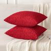 MIULEE Pack of 2 Christmas Red Corduroy Decorative Pillow Covers 18×18 Inch Soft Boho Striped Throw Pillow Covers Modern Farmhouse Home Decor for Sofa Living Room Couch Bed(Red)