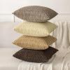 MIULEE Pack of 2 Christmas Red Corduroy Decorative Pillow Covers 18×18 Inch Soft Boho Striped Throw Pillow Covers Modern Farmhouse Home Decor for Sofa Living Room Couch Bed(Beige)