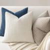 MIULEE Pack of 2 Corduroy Soft Soild Decorative Square Throw Pillow Covers Set Cushion Case for Sofa Bedroom Car 12×20 Inch Inch 30 x 50 cm(Cream White)