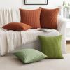 MIULEE Pack of 2 Corduroy Soft Soild Decorative Square Throw Pillow Covers Set Cushion Case for Sofa Bedroom Car 12×20 Inch Inch 30 x 50 cm(Dark Rust)
