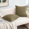 MIULEE Pack of 2 Corduroy Soft Soild Decorative Square Throw Pillow Covers Set Cushion Case for Sofa Bedroom Car 12×20 Inch Inch 30 x 50 cm(Olive Green)