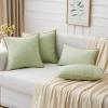 MIULEE Pack of 2 Couch Throw Pillow Covers 18×18 Inch Coastal Aqua Blue Farmhouse Decorative Pillow Covers with Stitched Edge Soft Chenille Solid Dyed Spring Pillow Covers for Sofa Bed Living Room(Light Green)