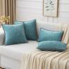MIULEE Pack of 2 Couch Throw Pillow Covers 18×18 Inch Coastal Aqua Blue Farmhouse Decorative Pillow Covers with Stitched Edge Soft Chenille Solid Dyed Spring Pillow Covers for Sofa Bed Living Room(Smoke Blue)