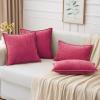 MIULEE Pack of 2 Couch Throw Pillow Covers 18×18 Inch Coastal Aqua Blue Farmhouse Decorative Pillow Covers with Stitched Edge Soft Chenille Solid Dyed Spring Pillow Covers for Sofa Bed Living Room(Hot Pink)