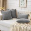 MIULEE Pack of 2 Couch Throw Pillow Covers 18×18 Inch Coastal Aqua Blue Farmhouse Decorative Pillow Covers with Stitched Edge Soft Chenille Solid Dyed Spring Pillow Covers for Sofa Bed Living Room(Dark Gray)