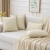 MIULEE Pack of 2 Couch Throw Pillow Covers 18×18 Inch Coastal Aqua Blue Farmhouse Decorative Pillow Covers with Stitched Edge Soft Chenille Solid Dyed Spring Pillow Covers for Sofa Bed Living Room(Cream White)