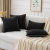 MIULEE Pack of 2 Couch Throw Pillow Covers 18×18 Inch Coastal Aqua Blue Farmhouse Decorative Pillow Covers with Stitched Edge Soft Chenille Solid Dyed Spring Pillow Covers for Sofa Bed Living Room(Black)