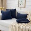 MIULEE Pack of 2 Couch Throw Pillow Covers 18×18 Inch Coastal Aqua Blue Farmhouse Decorative Pillow Covers with Stitched Edge Soft Chenille Solid Dyed Spring Pillow Covers for Sofa Bed Living Room(Navy Blue)