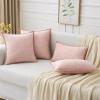 MIULEE Pack of 2 Couch Throw Pillow Covers 18×18 Inch Dark Teal Farmhouse Decorative Pillow Covers with Stitched Edge Soft Chenille Solid Dyed Spring Pillow Covers for Sofa Bed Living Room(Pink)
