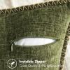 MIULEE Pack of 2 Couch Throw Pillow Covers 18×18 Inch Dark Teal Farmhouse Decorative Pillow Covers with Stitched Edge Soft Chenille Solid Dyed Spring Pillow Covers for Sofa Bed Living Room(Olive Green)