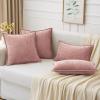 MIULEE Pack of 2 Couch Throw Pillow Covers 18×18 Inch Dark Teal Farmhouse Decorative Pillow Covers with Stitched Edge Soft Chenille Solid Dyed Spring Pillow Covers for Sofa Bed Living Room(Blush Pink)