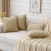 MIULEE Pack of 2 Couch Throw Pillow Covers 18×18 Inch Dark Teal Farmhouse Decorative Pillow Covers with Stitched Edge Soft Chenille Solid Dyed Spring Pillow Covers for Sofa Bed Living Room(Beige)