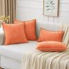 MIULEE Pack of 2 Couch Throw Pillow Covers 18×18 Inch Dark Teal Farmhouse Decorative Pillow Covers with Stitched Edge Soft Chenille Solid Dyed Spring Pillow Covers for Sofa Bed Living Room(Coral Red)