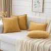 MIULEE Pack of 2 Couch Throw Pillow Covers 18×18 Inch Dark Teal Farmhouse Decorative Pillow Covers with Stitched Edge Soft Chenille Solid Dyed Spring Pillow Covers for Sofa Bed Living Room(Gold)