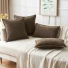 MIULEE Pack of 2 Couch Throw Pillow Covers 18×18 Inch Dark Teal Farmhouse Decorative Pillow Covers with Stitched Edge Soft Chenille Solid Dyed Spring Pillow Covers for Sofa Bed Living Room(Brown)